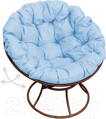 Кресло садовое M-Group Папасан пружинка / 12040203 (коричневый/голубая подушка)