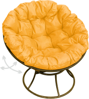 Кресло садовое M-Group Папасан пружинка / 12040211 (коричневый/желтая подушка) - 