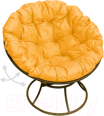 Кресло садовое M-Group Папасан пружинка / 12040211 (коричневый/желтая подушка)
