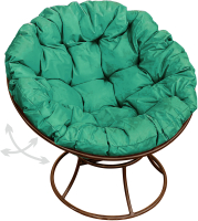 Кресло садовое M-Group Папасан пружинка / 12040204 (коричневый/зеленая подушка) - 
