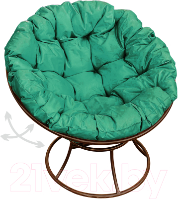 Кресло садовое M-Group Папасан пружинка / 12040204 (коричневый/зеленая подушка)