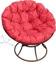 Кресло садовое M-Group Папасан пружинка / 12040206 (коричневый/красная подушка) - 