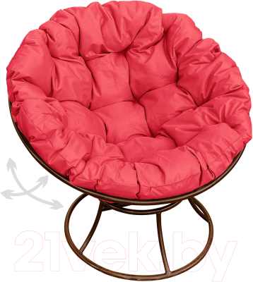 Кресло садовое M-Group Папасан пружинка / 12040206 (коричневый/красная подушка)