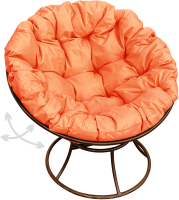 Кресло садовое M-Group Папасан пружинка / 12040207 (коричневый/оранжевая подушка) - 