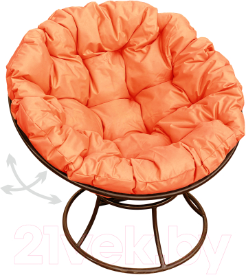 Кресло садовое M-Group Папасан пружинка / 12040207 (коричневый/оранжевая подушка)