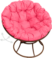 Кресло садовое M-Group Папасан пружинка / 12040208 (коричневый/розовая подушка) - 