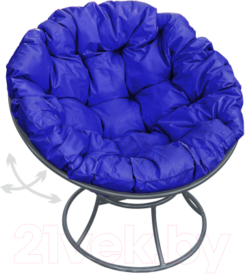 Кресло садовое M-Group Папасан пружинка / 12040310 (серый/синяя подушка)