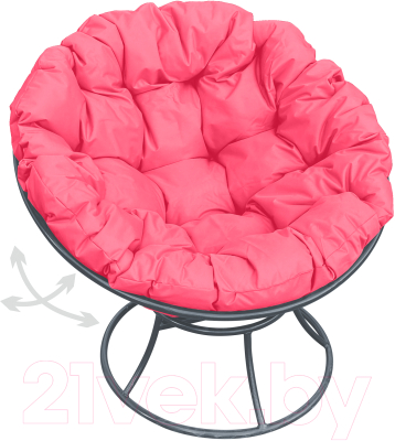 Кресло садовое M-Group Папасан пружинка / 12040308 (серый/розовая подушка)