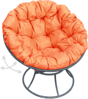 Кресло садовое M-Group Папасан пружинка / 12040307 (серый/оранжевая подушка) - 