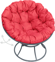 Кресло садовое M-Group Папасан пружинка / 12040306 (серый/красная подушка) - 