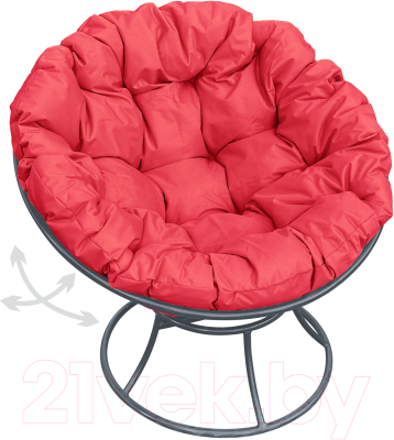 Кресло садовое M-Group Папасан пружинка / 12040306 (серый/красная подушка)
