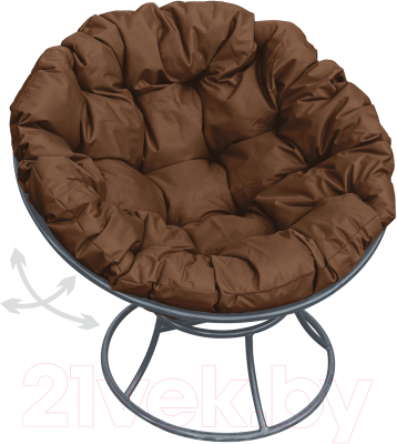 Кресло садовое M-Group Папасан пружинка / 12040305 (серый/коричневая подушка)