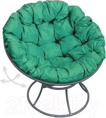 Кресло садовое M-Group Папасан пружинка / 12040304 (серый/зеленая подушка)