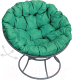 Кресло садовое M-Group Папасан пружинка / 12040304 (серый/зеленая подушка) - 