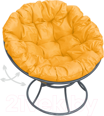 Кресло садовое M-Group Папасан пружинка / 12040311 (серый/желтая подушка)