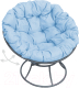 Кресло садовое M-Group Папасан пружинка / 12040303 (серый/голубая подушка) - 