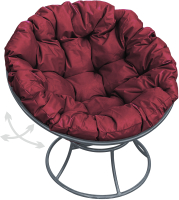 Кресло садовое M-Group Папасан пружинка / 12040302 (серый/бордовая подушка) - 