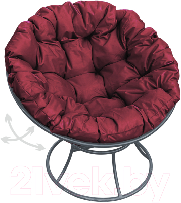 Кресло садовое M-Group Папасан пружинка / 12040302 (серый/бордовая подушка)
