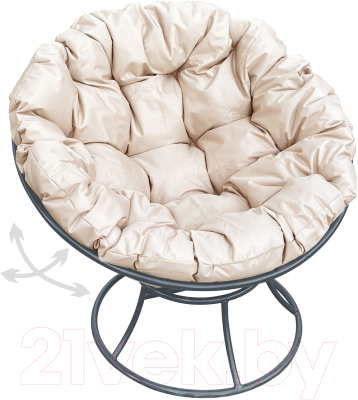 Кресло садовое M-Group Папасан пружинка / 12040301 (серый/бежевая подушка)