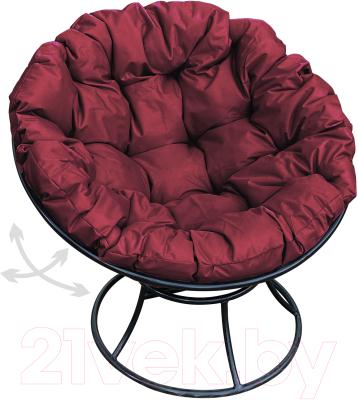 Кресло садовое M-Group Папасан пружинка / 12040402 (черный/бордовая подушка)