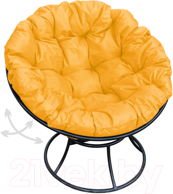 Кресло садовое M-Group Папасан пружинка / 12040411 (черный/желтая подушка)