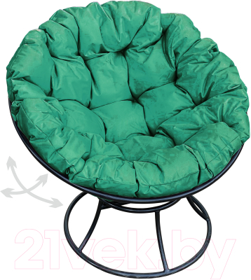 Кресло садовое M-Group Папасан пружинка / 12040404 (черный/зеленая подушка)