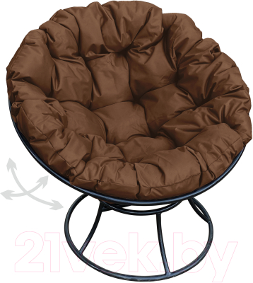 Кресло садовое M-Group Папасан пружинка / 12040405 (черный/коричневая подушка)