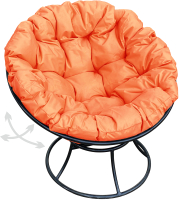 Кресло садовое M-Group Папасан пружинка / 12040407 (черный/оранжевая подушка) - 