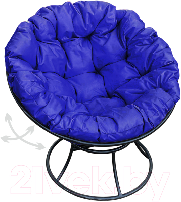 Кресло садовое M-Group Папасан пружинка / 12040410 (черный/синяя подушка)