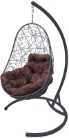 Кресло подвесное M-Group Овал / 11140305 (серый ротанг/коричневая подушка) - 