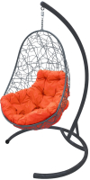 Кресло подвесное M-Group Овал / 11140307 (серый ротанг/оранжевая подушка) - 
