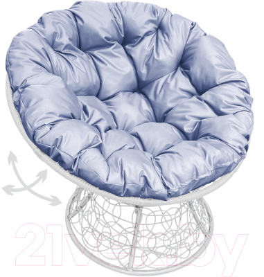 Кресло садовое M-Group Папасан пружинка / 12050109 (белый ротанг/серая подушка)