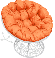 Кресло садовое M-Group Папасан пружинка / 12050107 (белый ротанг/оранжевая подушка) - 