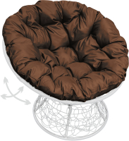 Кресло садовое M-Group Папасан пружинка / 12050105 (белый ротанг/коричневая подушка) - 