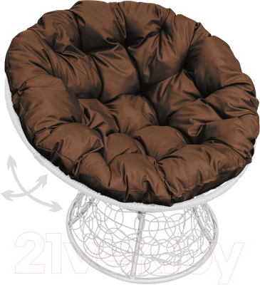 Кресло садовое M-Group Папасан пружинка / 12050105 (белый ротанг/коричневая подушка)