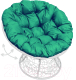 Кресло садовое M-Group Папасан пружинка / 12050104 (белый ротанг/зеленая подушка) - 