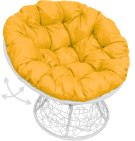 Кресло садовое M-Group Папасан пружинка / 12050111 (белый ротанг/желтая подушка) - 