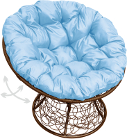 Кресло садовое M-Group Папасан пружинка / 12050203 (коричневый ротанг/голубая подушка) - 