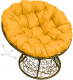 Кресло садовое M-Group Папасан пружинка / 12050211 (коричневый ротанг/желтая подушка) - 