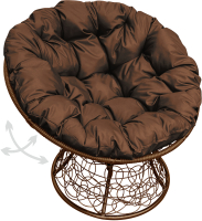 Кресло садовое M-Group Папасан пружинка / 12050205 (коричневый ротанг/коричневая подушка) - 