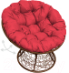 Кресло садовое M-Group Папасан пружинка / 12050206 (коричневый ротанг/красная подушка) - 
