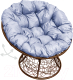 Кресло садовое M-Group Папасан пружинка / 12050209 (коричневый ротанг/серая подушка) - 