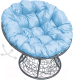Кресло садовое M-Group Папасан пружинка / 12050303 (серый ротанг/голубая подушка) - 