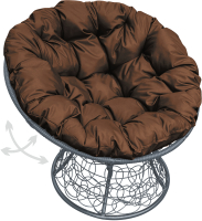 Кресло садовое M-Group Папасан пружинка / 12050305 (серый ротанг/коричневая подушка) - 