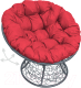 Кресло садовое M-Group Папасан пружинка / 12050306 (серый ротанг/красная подушка) - 