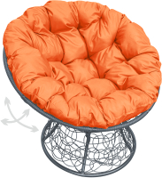 Кресло садовое M-Group Папасан пружинка / 12050307 (серый ротанг/оранжевая подушка) - 