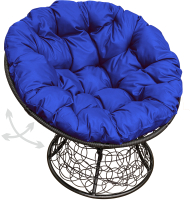 Кресло садовое M-Group Папасан пружинка / 12050410 (черный ротанг/синяя подушка) - 