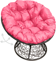 Кресло садовое M-Group Папасан пружинка / 12050408 (черный ротанг/розовая подушка) - 