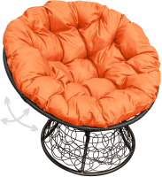 Кресло садовое M-Group Папасан пружинка / 12050407 (черный ротанг/оранжевая подушка) - 