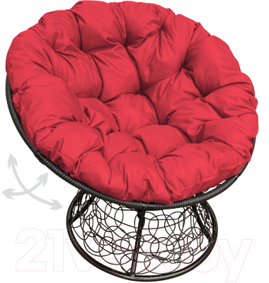 Кресло садовое M-Group Папасан пружинка / 12050406 (черный ротанг/красная подушка)